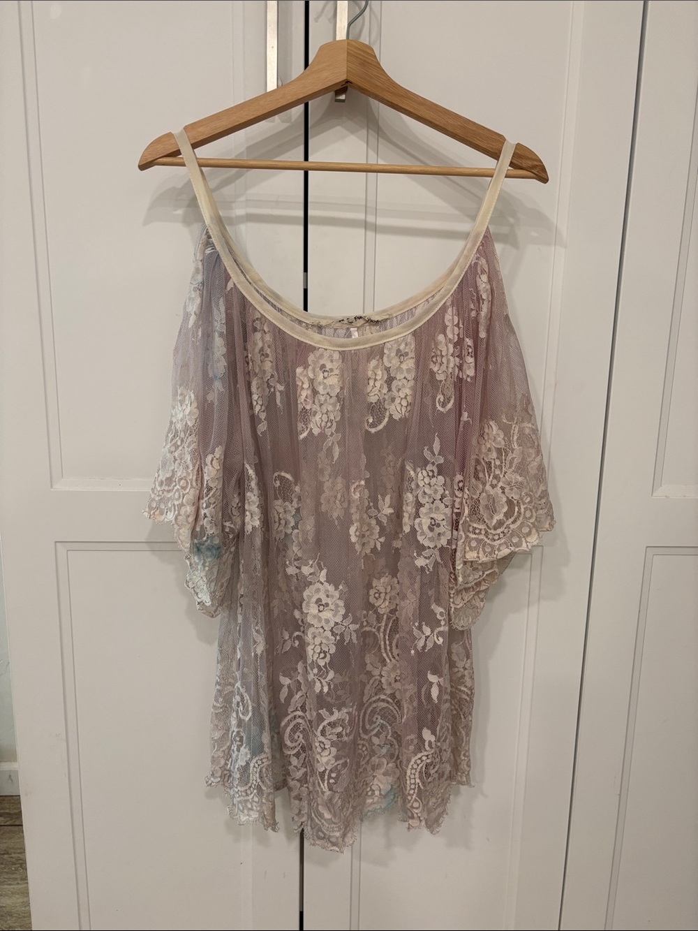 Free People Lace Boho Off The Shoulder Tunic Dress Coverup - XS